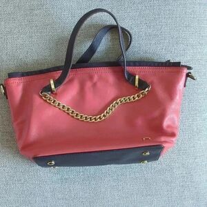 Vintage Halston Heritage Leather Handbag with Crossbody Option Salmon/Brown/Gold
